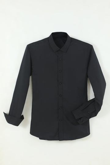 Camisa de traje de manga larga negra para hombres